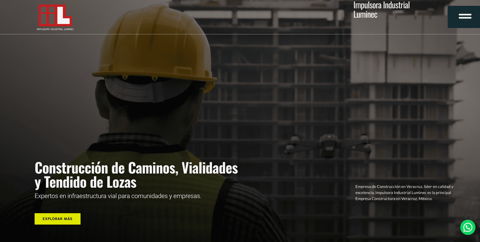 Diseño web para empresa constructora Luminec Industrial — vista del sitio finalizado en desktop y mobile